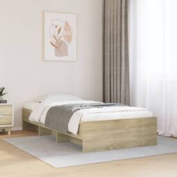 Berkfield Home Bed Frame without Mattress Sonoma Oak 90x190 cm Single Engineered Wood in Light Oak - thumbnail 2
