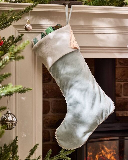 Dibor Set of 4 Light Blue Berkeley Velvet Xmas Gift Christmas Stocking - Size: 4 Pack - image 1