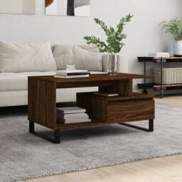 Berkfield Home Coffee Table Brown Oak 90x49x45 cm Engineered Wood - Size: 90 x 49 x 45 cm
