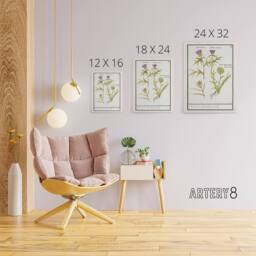 "Artery8 Thistle & Artichoke Flowers de Boodt Canvas Wall Art Print in White - Size: W12"" x H16""" - thumbnail 4