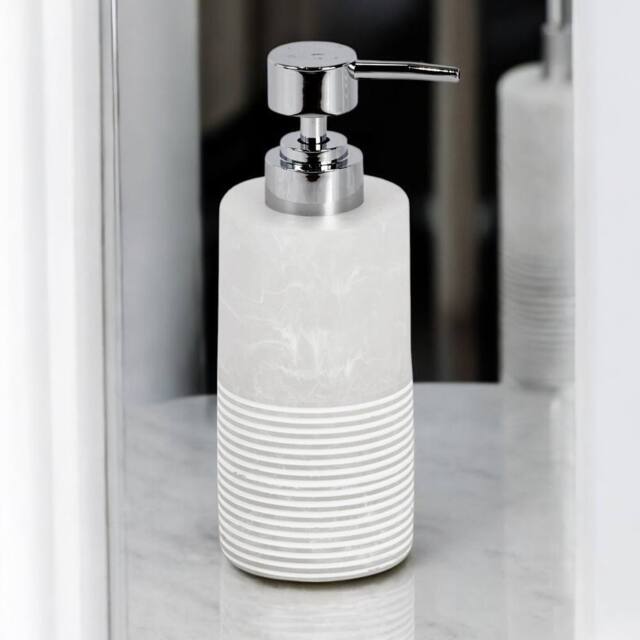 Showerdrape Bianco Frost Onyx White Striped Liquid Soap Dispenser - image 1