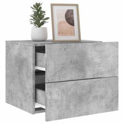Berkfield Home Durable Wall-mounted Bedside Cabinet with LED Lights Concrete Gery in Grey - thumbnail 5