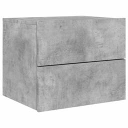 Berkfield Home Durable Wall-mounted Bedside Cabinet with LED Lights Concrete Gery in Grey - thumbnail 1