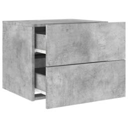 Berkfield Home Durable Wall-mounted Bedside Cabinet with LED Lights Concrete Gery in Grey - thumbnail 6