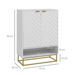 HOMCOM Shoe Storage Cabinet with 3 tier Shelving Open Shelf & 6 Vents in White - thumbnail 3