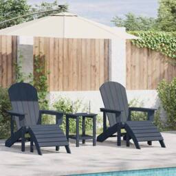 Berkfield Home Charming Adirondack Chairs with Footrests 2 pcs Navy Blue HDPE - thumbnail 2