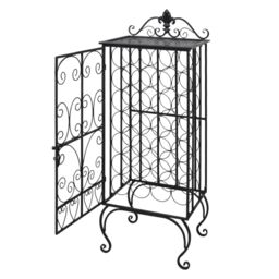 Berkfield Home Wine Rack for 28 Bottles Metal in Black - thumbnail 2