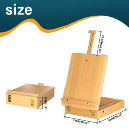 VOGREX Portable Wooden Sketch Box Easel Desk with Drawers in Beige - thumbnail 2