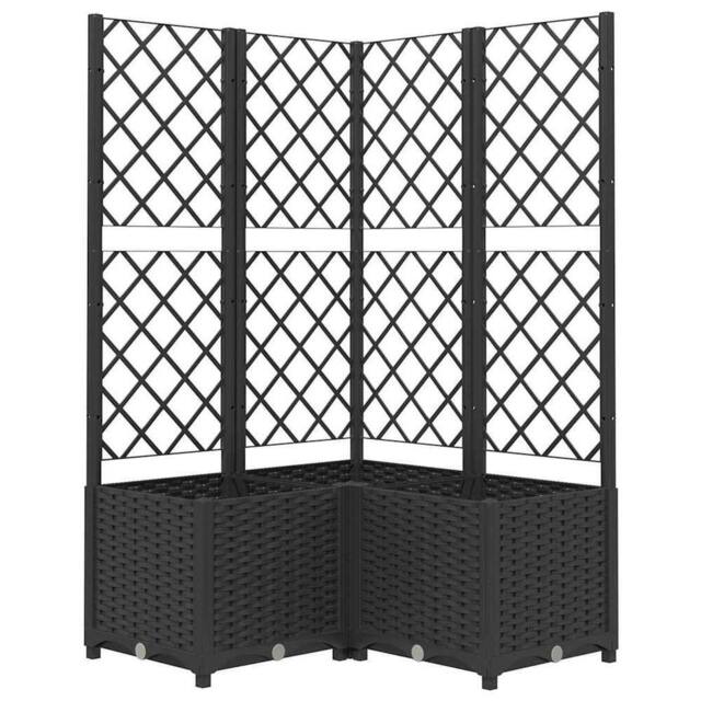 Berkfield Home Garden Planter with Trellis Black 80x80x136 cm PP - Size: 80 x 80 x 136 cm - image 1