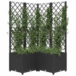 Berkfield Home Garden Planter with Trellis Black 80x80x136 cm PP - Size: 80 x 80 x 136 cm - thumbnail 3
