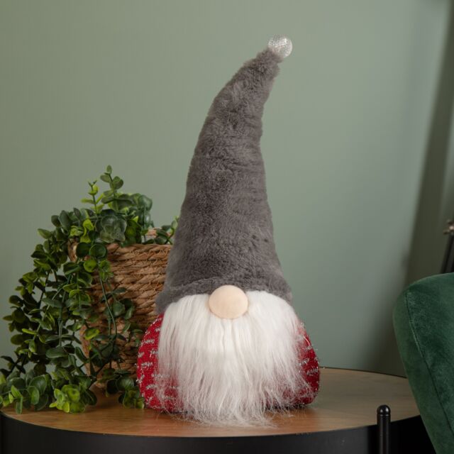 Samuel Alexander 35cm Battery Operated Light up Christmas Gonk with Grey Hat & Red Body - image 1