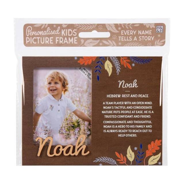 History & Heraldry Personalised Kids Wooden Picture Frame - Noah in Brown - image 1