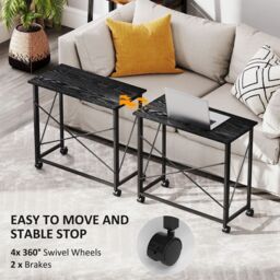 HOMCOM Folding Desk on Wheels, Writing Table for Home Office, Black - thumbnail 6