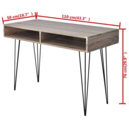 Berkfield Home Desk with 2 Compartments Grey - thumbnail 4