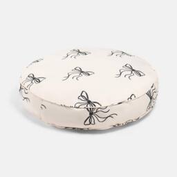 OHS Bows Print Round Outdoor Garden Cushion Water Resistant in Cream - Size: 60 cm x 60 cm - thumbnail 4
