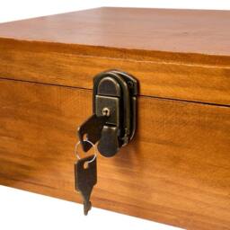 EONLION Lockable Wooden Storage Box Rustic Pine in Brown - Size: 500mm - thumbnail 5