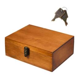 EONLION Lockable Wooden Storage Box Rustic Pine in Brown - Size: 500mm - thumbnail 3
