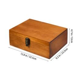 EONLION Lockable Wooden Storage Box Rustic Pine in Brown - Size: 500mm - thumbnail 2
