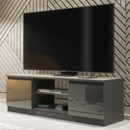 Creative Furniture TV Unit 120cm Modern - Dark Grey with High Gloss Doors