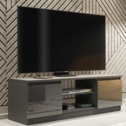 Creative Furniture TV Unit 120cm Modern - Dark Grey with High Gloss Doors - thumbnail 6