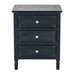 Lemon Pavilion Furniture and Decor Contour Collection 3 Drawer Side Table - Wood - L43xW48xH59 cm - Black - thumbnail 2