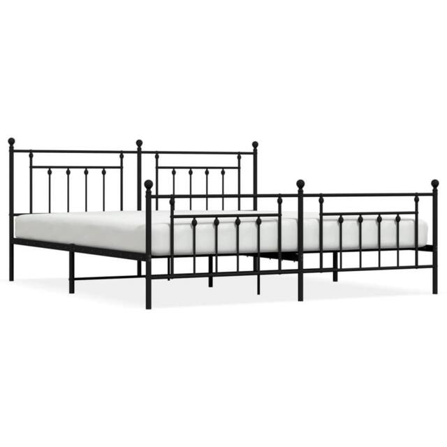 Berkfield Home Metal Bed Frame with Headboard & Footboard Black 200x200 cm - image 1