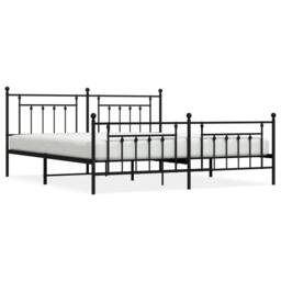 Berkfield Home Metal Bed Frame with Headboard & Footboard Black 200x200 cm - thumbnail 1