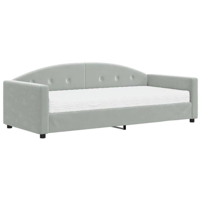 Berkfield Home Daybed with Mattress Light Grey 90x190 cm Velvet - image 1