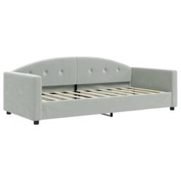 Berkfield Home Daybed with Mattress Light Grey 90x190 cm Velvet - thumbnail 3