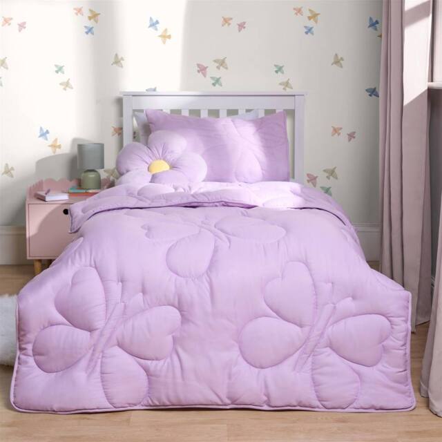 OHS Coverless 7.5 TOG Butterfly Kids Duvet Cover Bedding Pillowcase Set in Lilac - Size: Double - image 1