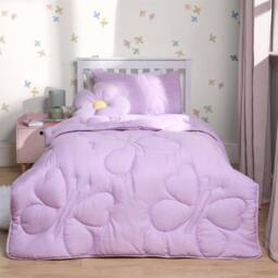 OHS Coverless 7.5 TOG Butterfly Kids Duvet Cover Bedding Pillowcase Set in Lilac - Size: Double - thumbnail 1