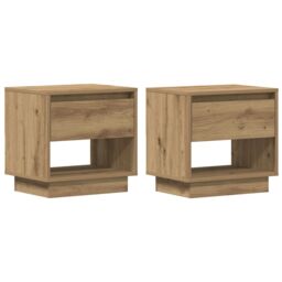 Berkfield Home Bedside Cabinet 2 pcs Artisan Oak 45x34x47 cm Engineered Wood in Brown - Size: 45 x 34 x 47 cm - thumbnail 2