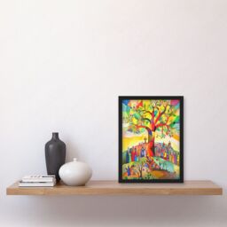 Artery8 The Sermon On The Mount Jesus Folk Art Bible Artwork Framed Wall Art Print A4 in Black - thumbnail 2