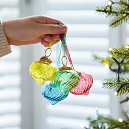Paper High Set of 4 Keya Coloured Reclaimed Glass Raindrop Baubles - thumbnail 1