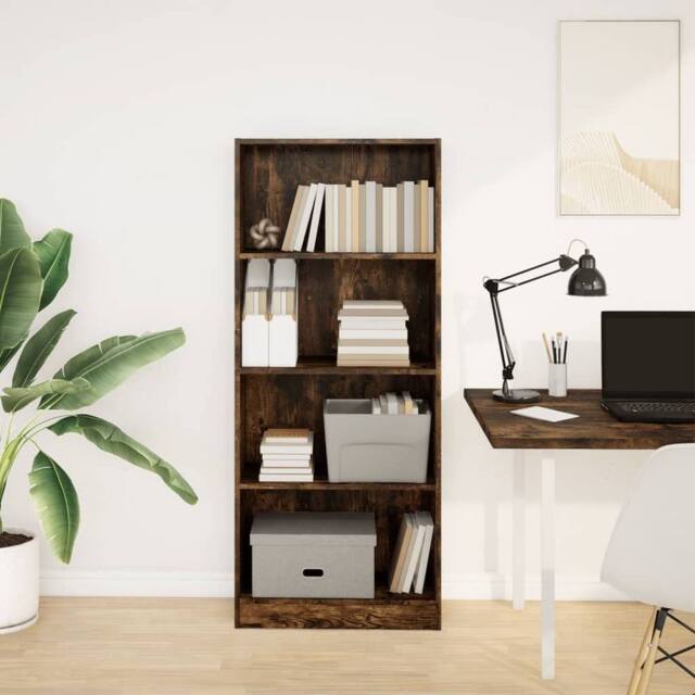 Berkfield Home Decorative Bookcase Smoked Oak 60x24x143 cm Engineered Wood in Brown - Size: 60 x 24 x 143 cm - image 1