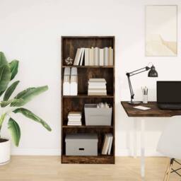 Berkfield Home Decorative Bookcase Smoked Oak 60x24x143 cm Engineered Wood in Brown - Size: 60 x 24 x 143 cm - thumbnail 1