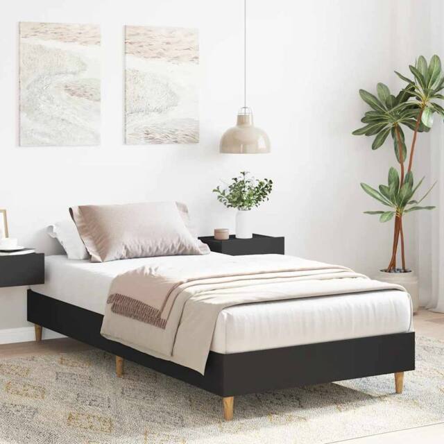 Berkfield Home Durable Bed Frame No Mattress Black 90x200 cm Engineered Wood - image 1