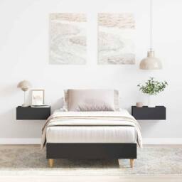Berkfield Home Durable Bed Frame No Mattress Black 90x200 cm Engineered Wood - thumbnail 2