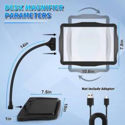 KORVIXA 10X Magnifying Glass Lamp LED Light in Black - thumbnail 2