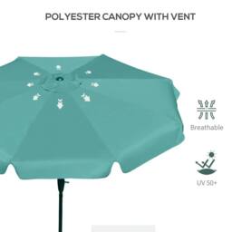 Hinsinc Garden Parasol Patio Umbrella in Teal - Size: 0.6m2 - thumbnail 5