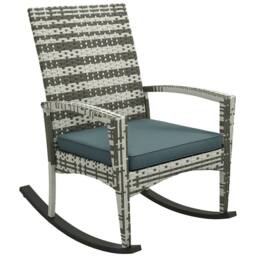 OUTSUNNY Garden Rattan Rocking Chair, Bistro Recliner Rocker Furniture Seater in Light Grey - thumbnail 2