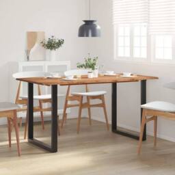 Berkfield Home Sturdy Dining Table 154x80x76 cm Solid Acacia Wood in Brown - Size: 154 x 80 x 76 cm - thumbnail 2