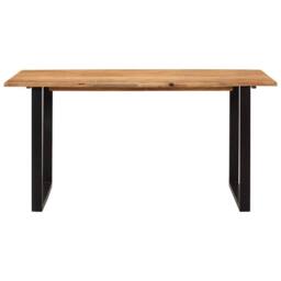 Berkfield Home Sturdy Dining Table 154x80x76 cm Solid Acacia Wood in Brown - Size: 154 x 80 x 76 cm - thumbnail 4