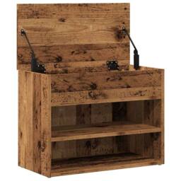 Berkfield Home Shoe Bench Old Wood 60x30x45 cm Engineered Wood in Brown - Size: 60 x 30 x 45 cm - thumbnail 7