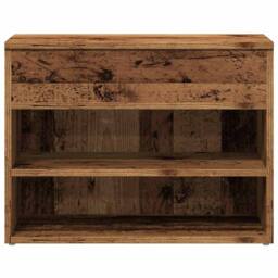 Berkfield Home Shoe Bench Old Wood 60x30x45 cm Engineered Wood in Brown - Size: 60 x 30 x 45 cm - thumbnail 4