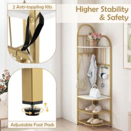 Costway 4-Tier Coat Rack 180cm Tall Entryway Shoes Shelf Organizer-White in White - thumbnail 4