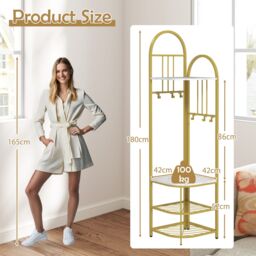 Costway 4-Tier Coat Rack 180cm Tall Entryway Shoes Shelf Organizer-White in White - thumbnail 3
