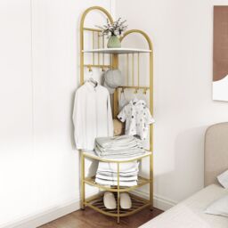 Costway 4-Tier Coat Rack 180cm Tall Entryway Shoes Shelf Organizer-White in White - thumbnail 6