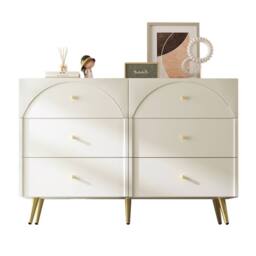 Merax Cream White Chest Of Drawers With Arched Front 40 x 120 x 85 CM - thumbnail 8