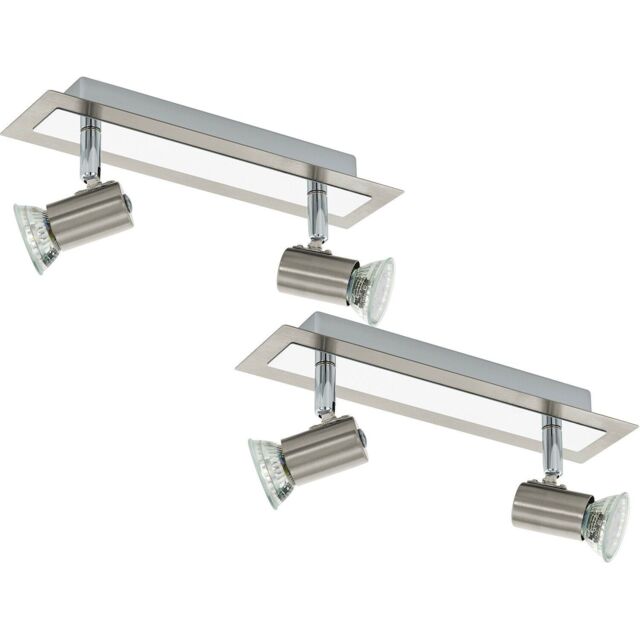 Loops 2 PACK Wall 2 Spot Lights Colour Satin Nickel Chrome Plated GU10 2x5W Included in Metallics - image 1